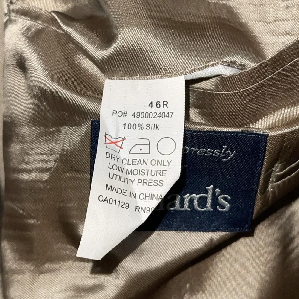 Ralph Lauren Blazer Men 46R Beige 100%‎ Silk Herringbone Wedding Business